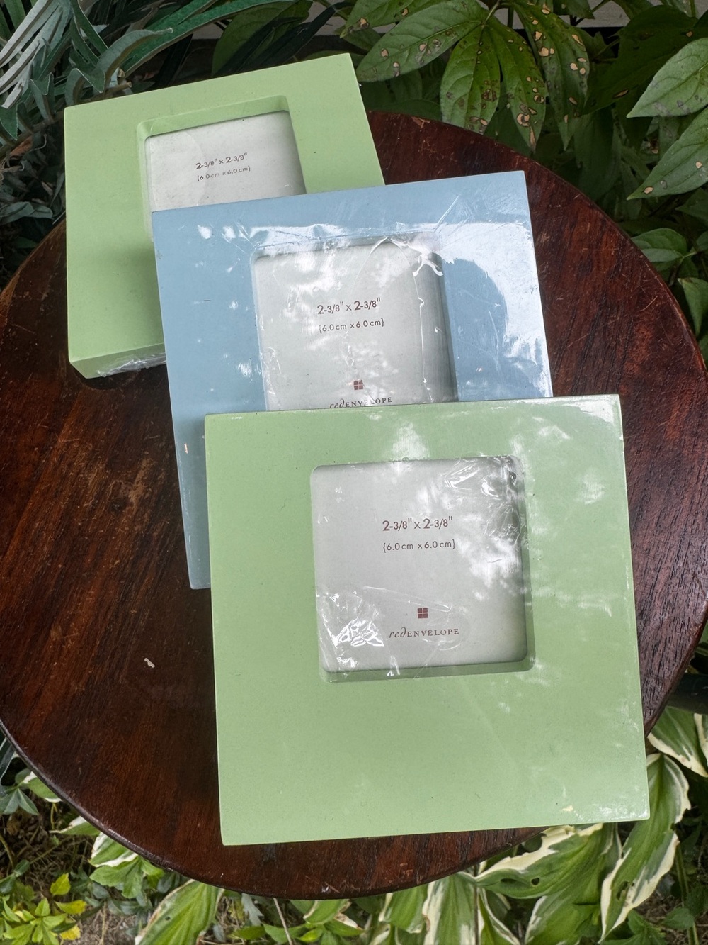 Red Envelope Pastel Green and Light Blue Square Frame Set